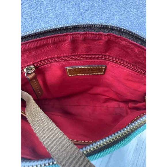 Dooney & Bourke Canvas Crossbody Bag Leather Accents Green Adjustable‎ Strap - Picture 5 of 11